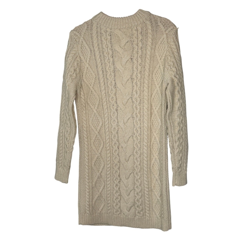 Ralph Lauren Double RL Cable Knit Wool Silk Sweater Dress Cream Mock Neck Medium - Picture 2 of 16